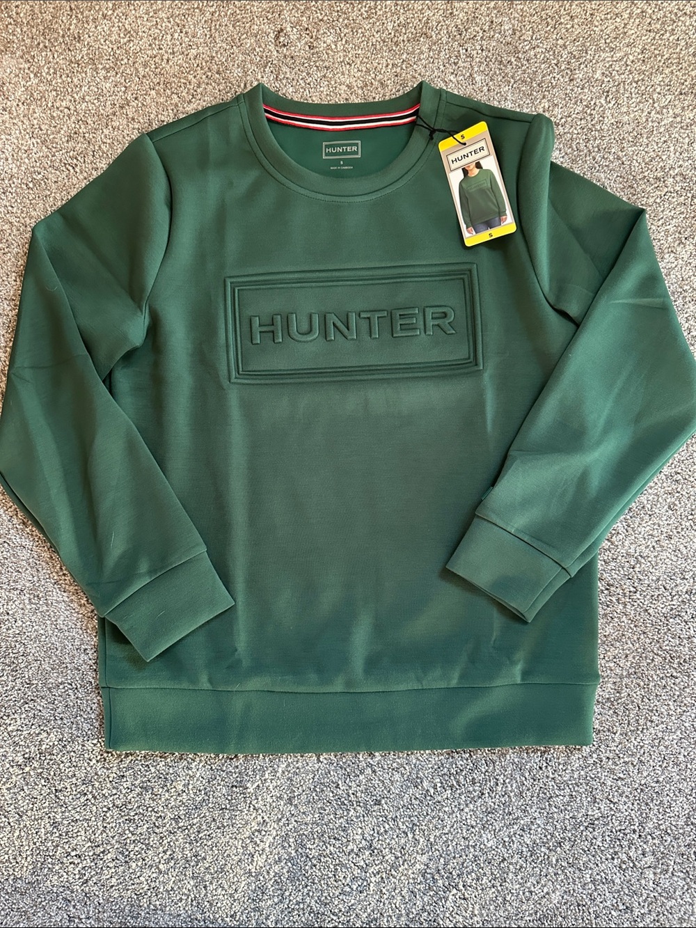 Hunter Green Embossed Logo Crewneck Sweatshirt